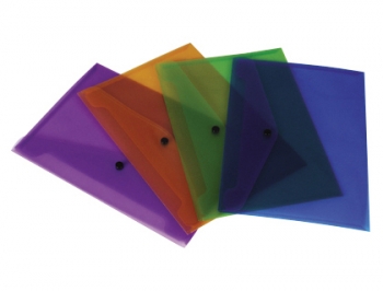 BOLSA PORTA DOCUMENTOS BEAUTONE, COM MOLA, A4, LARANJA;AZUL;VERDE;VIOLETA EMB. 12UN.