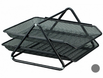 CONJUNTO 2 TABULEIROS DE SECRETARIA Q-CONNECT EM REDE METALICA, PRETO