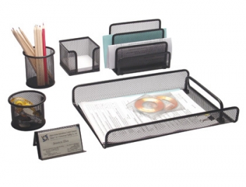 CONJUNTO SECRETARIA Q-CONNECT 6 PECAS PRETO OU PRATA